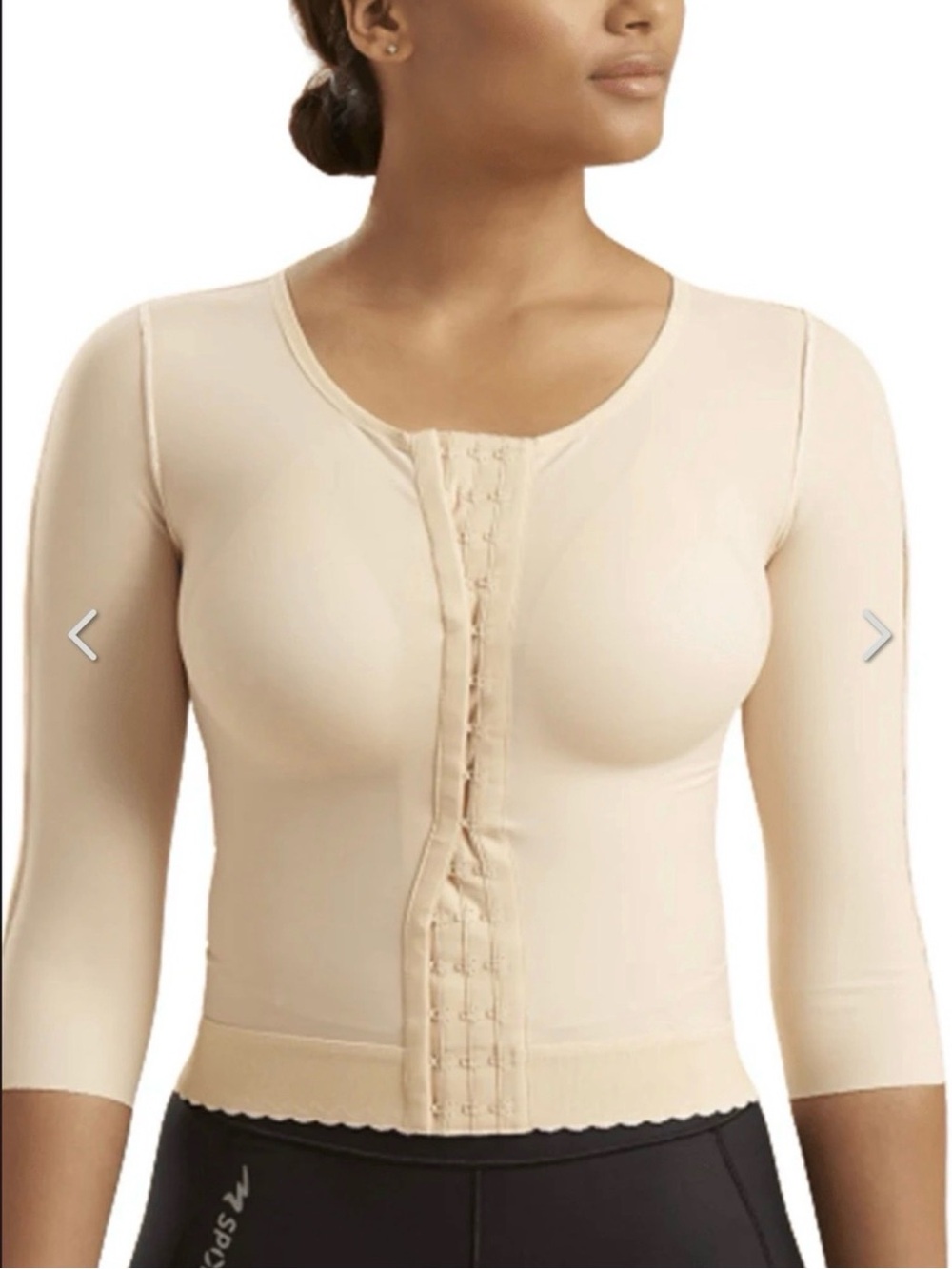 Marena recovery Front-Closure Long Sleeve Shapewear Top in Nude